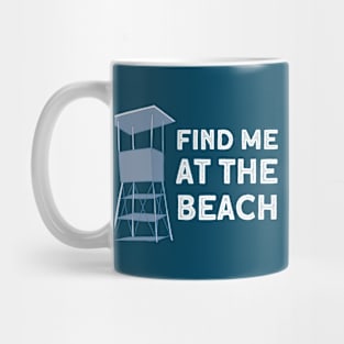 Find Me At The Beach Blue Lifeguard House Mug